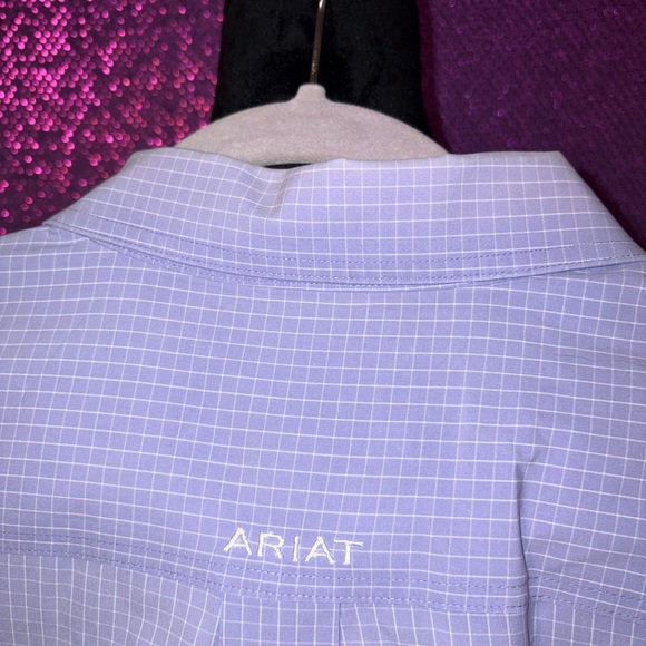 🆕💜 Ariat Pro Series Mens Purple Check Western Button Down Shirt Rodeo Ranch - Picture 13 of 15